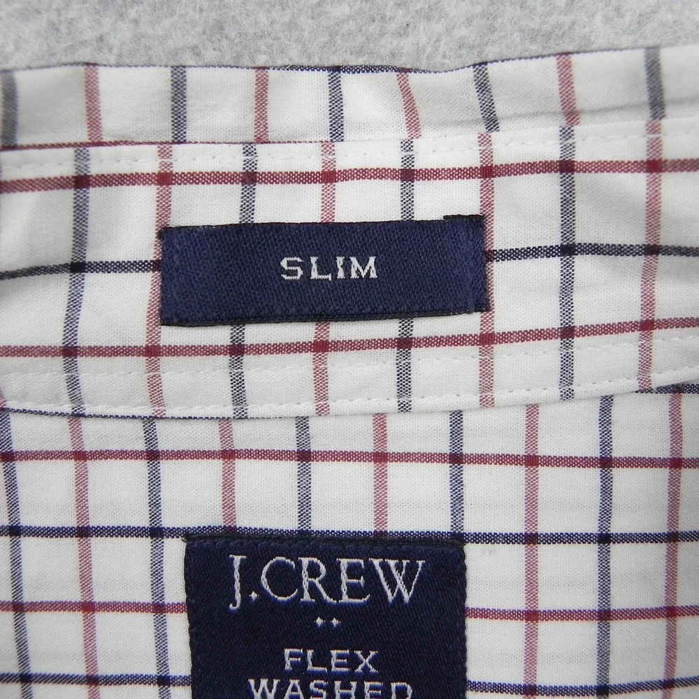 J.Crew Button Up Shirt Mens L Slim Flex Washed Check Long Sleeve Pocket